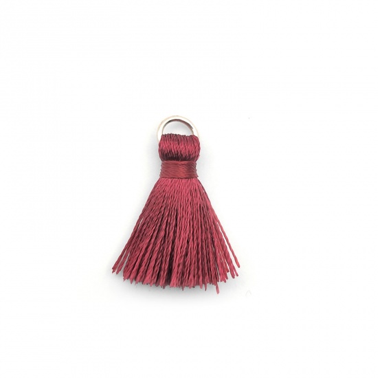 Picture of Zinc Based Alloy & Polyester Tassel Charms Tassel Dark Red 25mm, 10 PCs