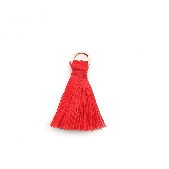 Picture of Zinc Based Alloy & Polyester Tassel Charms Tassel Orange-red 25mm, 10 PCs
