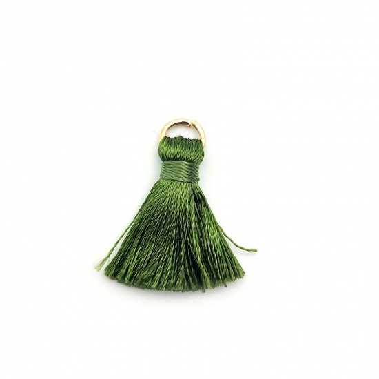 Picture of Zinc Based Alloy & Polyester Tassel Charms Tassel Olive Green 25mm, 10 PCs