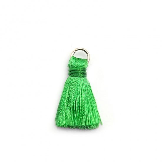 Picture of Zinc Based Alloy & Polyester Tassel Charms Tassel Light Green 25mm, 10 PCs