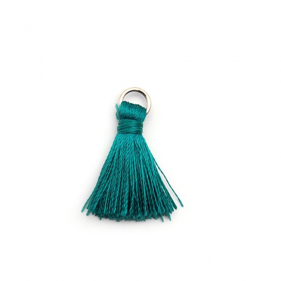 Picture of Zinc Based Alloy & Polyester Tassel Charms Tassel Green Blue 25mm, 10 PCs