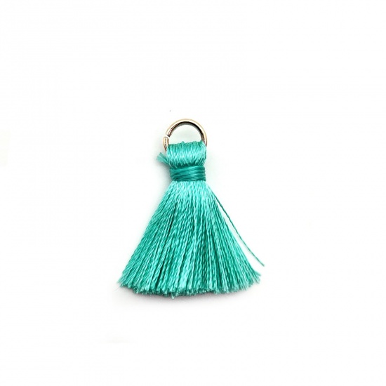 Picture of Zinc Based Alloy & Polyester Tassel Charms Tassel Cyan 25mm, 10 PCs