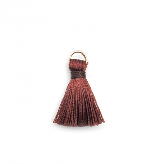 Picture of Zinc Based Alloy & Polyester Tassel Charms Tassel Red Brown 25mm, 10 PCs