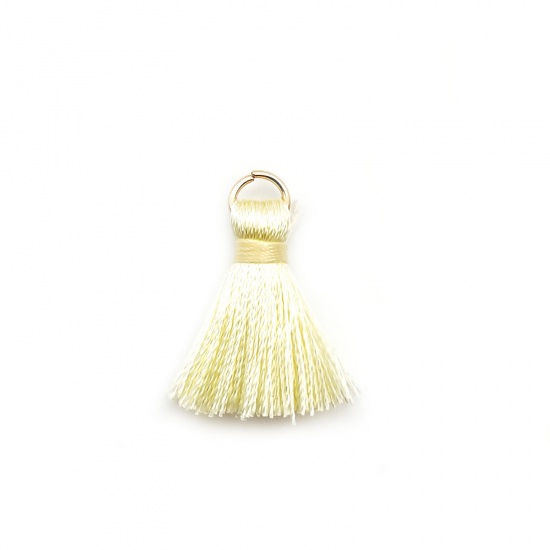 Picture of Zinc Based Alloy & Polyester Tassel Charms Tassel Beige 25mm, 10 PCs