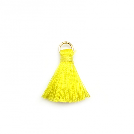 Picture of Zinc Based Alloy & Polyester Tassel Charms Tassel Yellow 25mm, 10 PCs