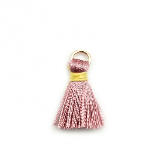 Picture of Zinc Based Alloy & Polyester Tassel Charms Tassel Peach Pink 25mm, 10 PCs