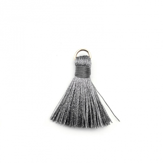 Picture of Zinc Based Alloy & Polyester Tassel Charms Tassel Gray 25mm, 10 PCs