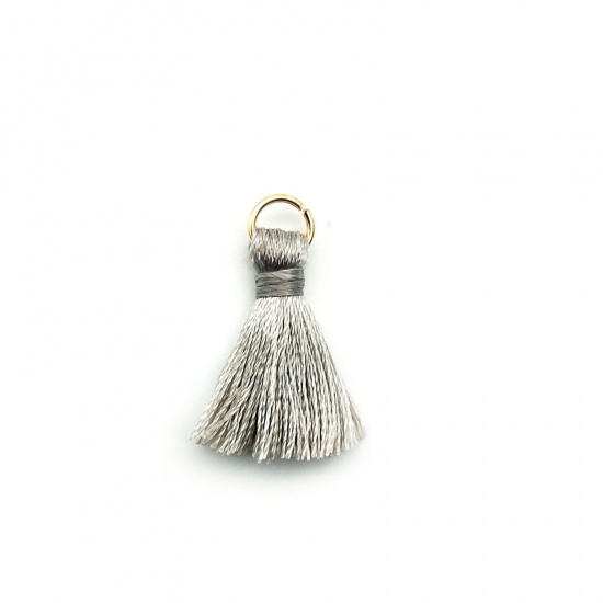 Picture of Zinc Based Alloy & Polyester Tassel Charms Tassel French Gray 25mm, 10 PCs