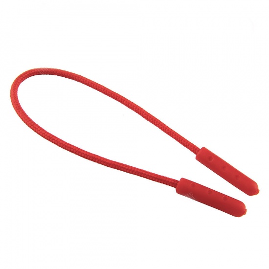 Picture of Polyester & PVC Zipper Drawstring Red 14.5cm, 10 PCs