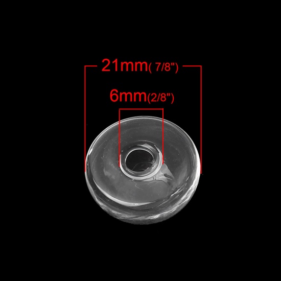 Bild von Transparent Mini Glaskugel Flasche für Ringe Ohrringe Halbkreis Klar 21mm D., 5 Stücke