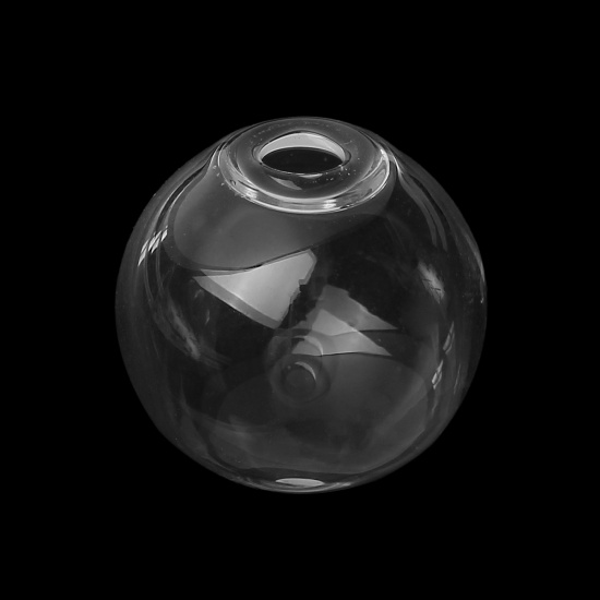 Bild von Transparent Mini Glaskugel Flasche für Ringe Ohrringe Rund Klar 16mm D., 5 Stücke