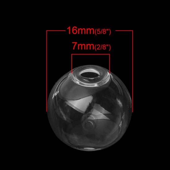 Picture of Transparent Glass Miniature Globe Bubble Bottle Vial Orb Clear 16mm Dia, 5 PCs