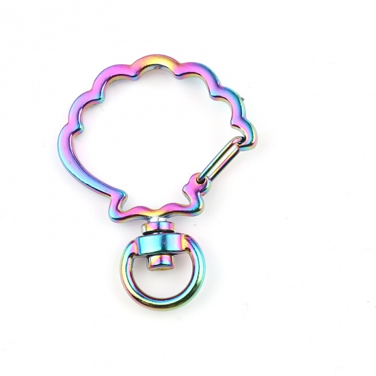 Picture of Zinc Based Alloy Keychain & Keyring Accessories Multicolor Scallop 40mm x 30mm, 5 PCs