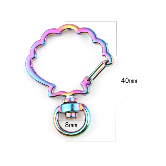 Picture of Zinc Based Alloy Keychain & Keyring Accessories Multicolor Scallop 40mm x 30mm, 5 PCs
