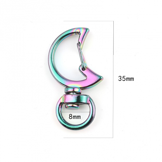 Picture of Zinc Based Alloy Keychain & Keyring Accessories Multicolor Half Moon 35mm x 17mm, 5 PCs