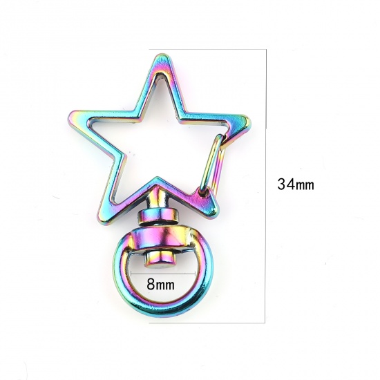 Picture of Zinc Based Alloy Keychain & Keyring Accessories Multicolor Star 34mm x 24mm, 5 PCs