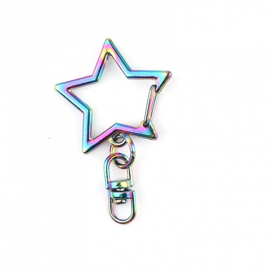 Изображение Цинковый Сплав Кольца и Цепи для Ключей Разноцветный Звезда 42мм x 26мм, 5 ШТ
