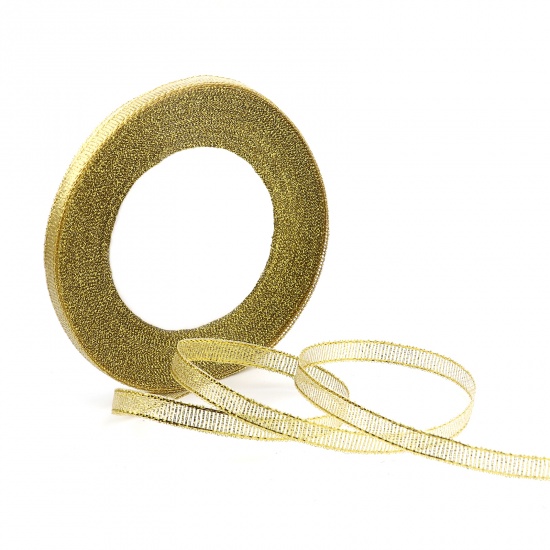 Picture of Polyester Satin Ribbon Golden 2mm, 1 Roll (Approx 22 M/Roll)