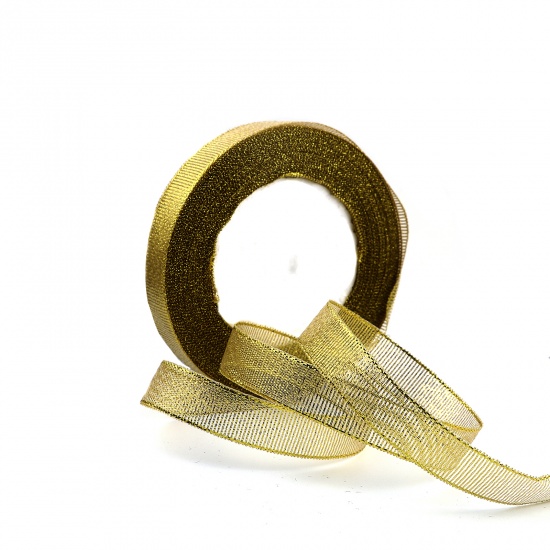 Picture of Polyester Satin Ribbon Golden 2mm, 1 Roll (Approx 22 M/Roll)