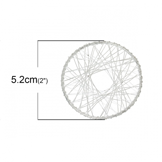 Immagine di Ottone Charm Ciondoli Tondo Argento Placcato Maglia 5.2cm Dia, 20 Pz