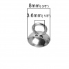 Immagine di Acciaio Inossidabile Manico Perline Tondo Tono Argento Foro perlina adatto Circa 16mm, 8mm x 8mm, 30 Pz