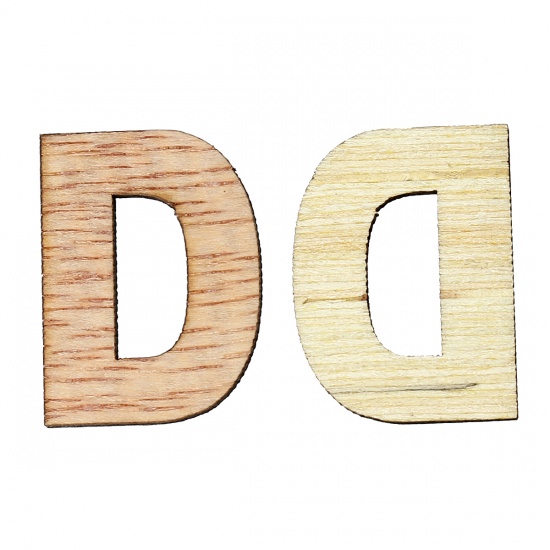 Picture of Three-ply board Scrapbooking Embellishments Findings Alphabet/Letter "D" Natural 30.0mm(1 1/8") x 22.0mm( 7/8") , 100 PCs