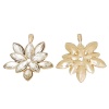 Picture of Zinc Metal Alloy Pendants Flower Gold Plated With Clear Glass Rhinestone 53mm(2 1/8") x 45mm(1 6/8"), 1 Piece