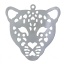 Picture of 304 Stainless Steel Filigree Stamping Pendants Leopard Animal Head Silver Tone Hollow 30mm(1 1/8") x 29mm(1 1/8"), 10 PCs