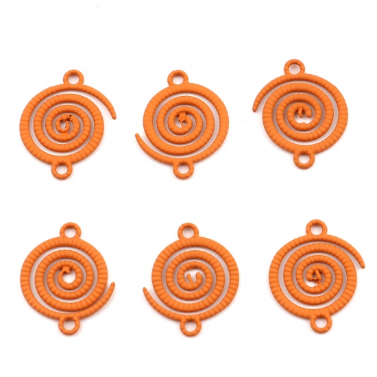 Picture of Zinc Based Alloy Connectors Round Orange Swirl 21mm x 17mm, 20 PCs