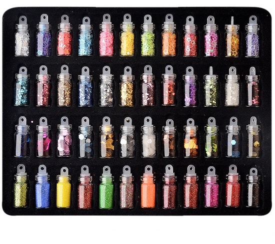 Picture of PVC Resin Jewelry Craft Filling Material At Random Color Sequins 19cm x 14.7cm, 1 Set ( 48 PCs/Set)