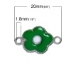 Imagen de Conectores Aleación del Metal Del Zinc de Flor , Verde y Tono de Plata Esmalte 20mm x 13mm, 10 Unidades