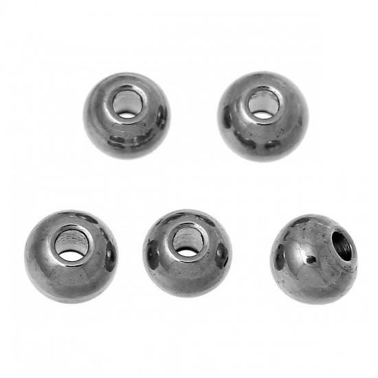 Immagine di Acciaio Inossidabile Perline Tondo Tono Argento Foro 0.8mm, 3mm Dia, 50 Pz