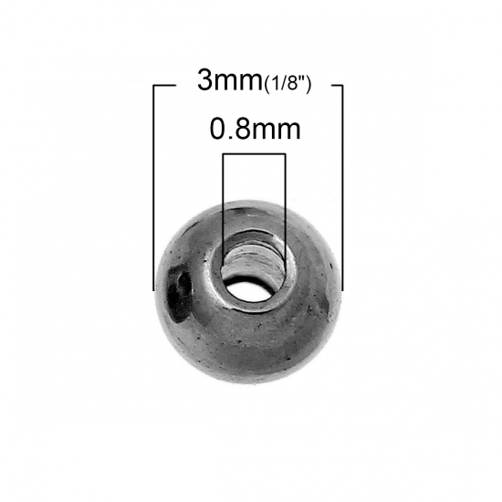 Immagine di Acciaio Inossidabile Perline Tondo Tono Argento Foro 0.8mm, 3mm Dia, 50 Pz