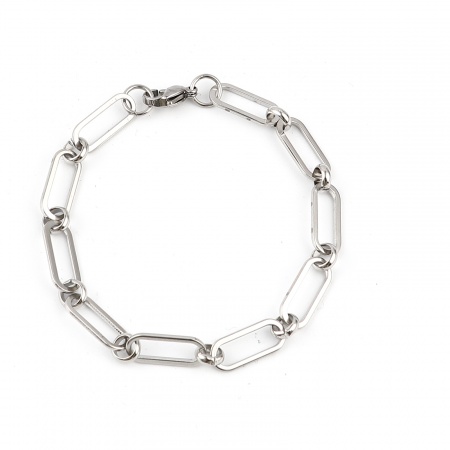 Immagine di 304 Acciaio Inossidabile Braccialetti All'Ingrosso, Tono Argento Unisex Elegante Minimalista Regalo Fornitura di Gioielli, 19.2cm Lunghezza, Dimensione della Catena: 7mm, 1 Pz