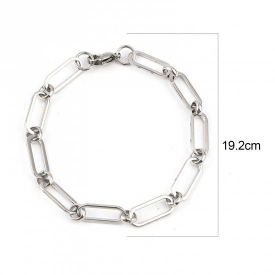 Picture of 304 Stainless Steel Stylish Bracelets Silver Tone Oval 19.2cm(7 4/8") long, 1 Piece