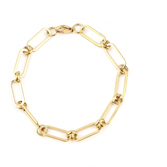 Picture of 304 Stainless Steel Stylish Bracelets Gold Plated Oval 19.2cm(7 4/8") long, 1 Piece