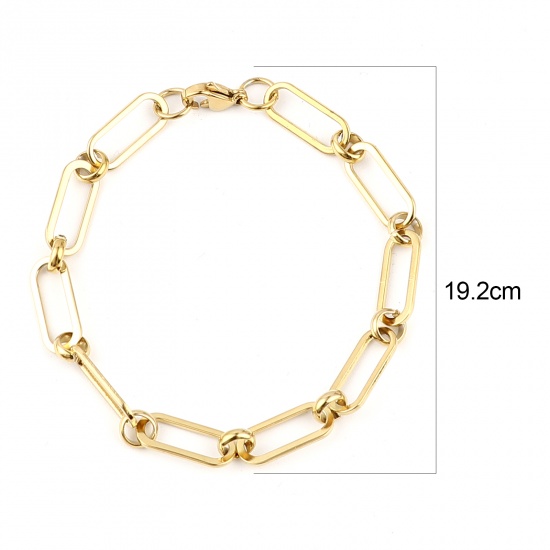 Picture of 304 Stainless Steel Stylish Bracelets Gold Plated Oval 19.2cm(7 4/8") long, 1 Piece