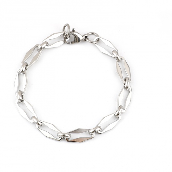 Picture of 304 Stainless Steel Stylish Bracelets Silver Tone Oval 19cm(7 4/8") long, 1 Piece