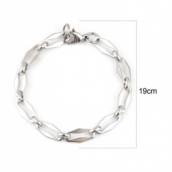 Picture of 304 Stainless Steel Stylish Bracelets Silver Tone Oval 19cm(7 4/8") long, 1 Piece