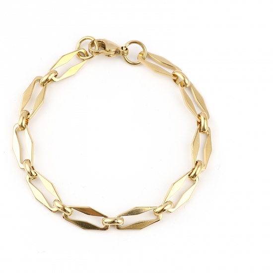 Picture of 304 Stainless Steel Stylish Bracelets Gold Plated Oval 19cm(7 4/8") long, 1 Piece