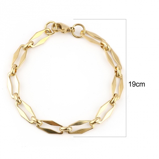 Picture of 304 Stainless Steel Stylish Bracelets Gold Plated Oval 19cm(7 4/8") long, 1 Piece