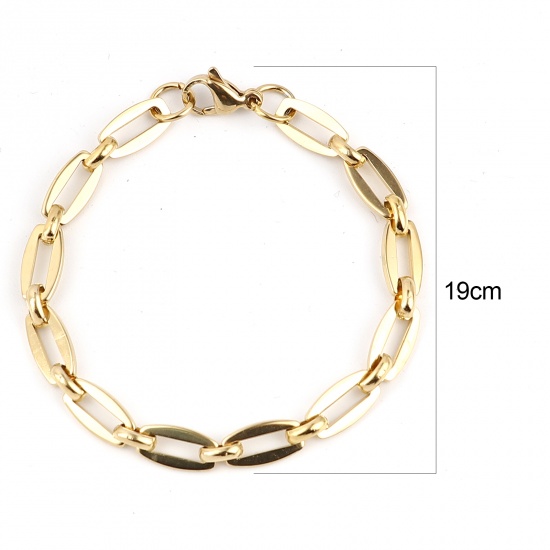Picture of 304 Stainless Steel Stylish Bracelets Gold Plated Barrel 19cm(7 4/8") long, 1 Piece