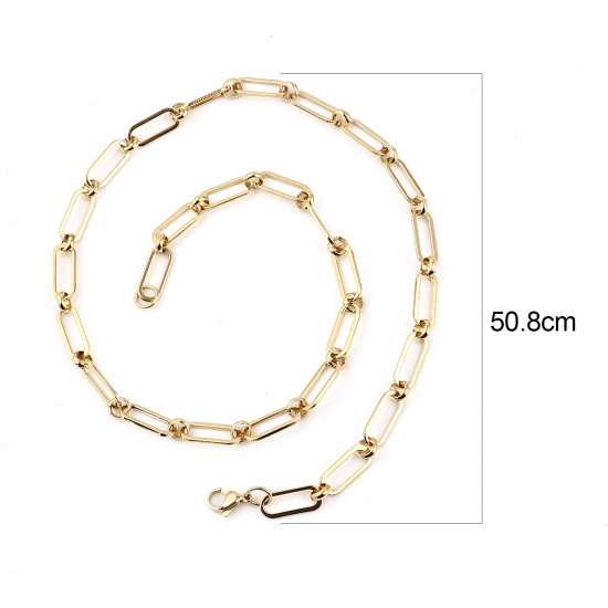 Picture of 1 Piece Vacuum Plating 304 Stainless Steel Necklace For DIY Jewelry Making Oval Gold Plated 50.8cm(20") long