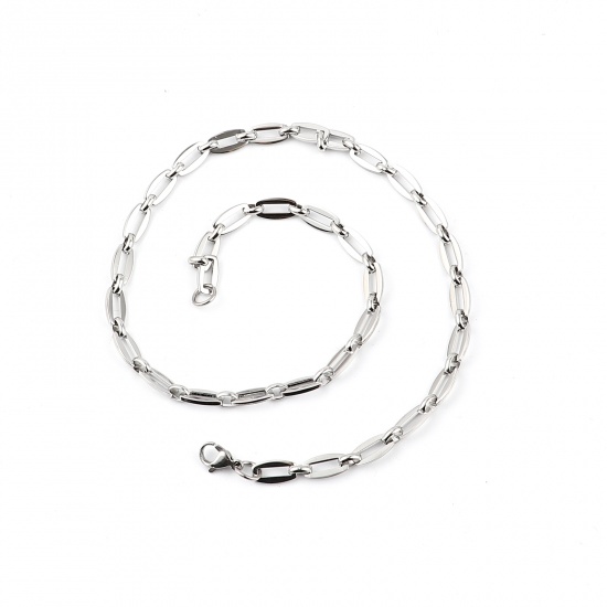 Picture of 304 Stainless Steel Necklace For DIY Jewelry Making Barrel Silver Tone 50.8cm(20") long, 1 Piece