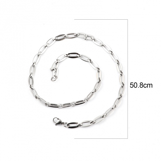 Picture of 304 Stainless Steel Necklace For DIY Jewelry Making Barrel Silver Tone 50.8cm(20") long, 1 Piece