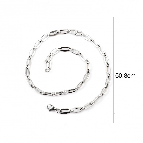 Immagine di 304 Acciaio Inossidabile Collana Barile Tono Argento 50.8cm Lunghezza, 1 Pz