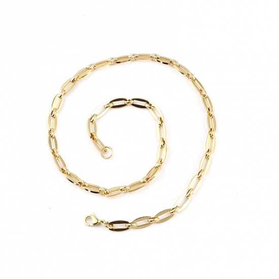 Picture of 1 Piece Vacuum Plating 304 Stainless Steel Necklace For DIY Jewelry Making Barrel Gold Plated 50.8cm(20") long