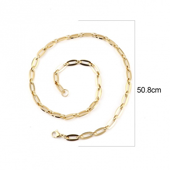 Picture of 1 Piece Vacuum Plating 304 Stainless Steel Necklace For DIY Jewelry Making Barrel Gold Plated 50.8cm(20") long