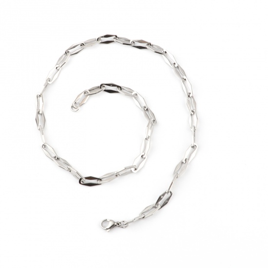 Picture of 304 Stainless Steel Necklace For DIY Jewelry Making Polygon Silver Tone 50cm(19 5/8") long, 1 Piece