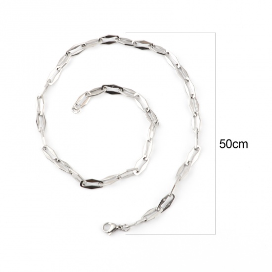 Picture of 304 Stainless Steel Necklace For DIY Jewelry Making Polygon Silver Tone 50cm(19 5/8") long, 1 Piece